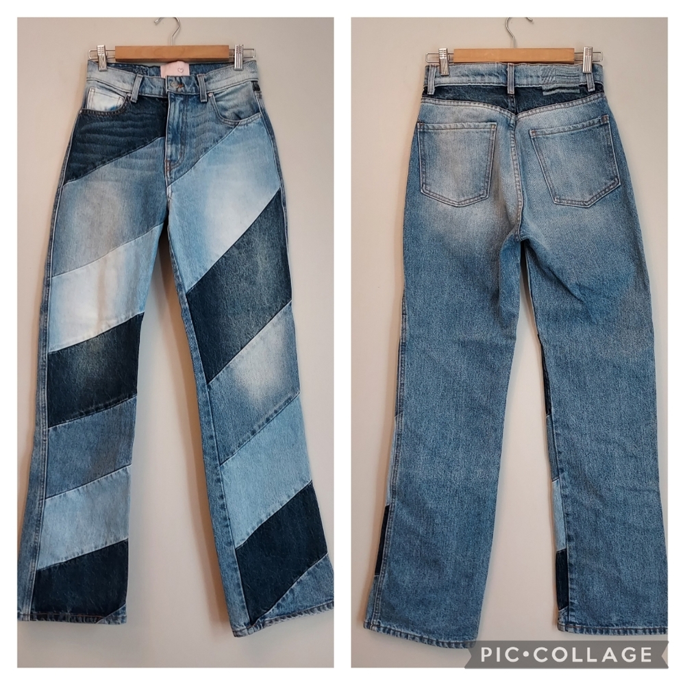 Revice Denim Patchwork Colorblock Straight Jeans Size 26 90's Baby Candy Shop - Picture 3 of 8